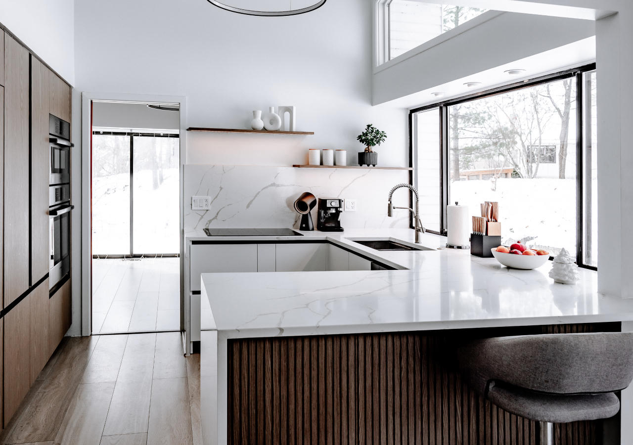 Modern kitchen with natural light